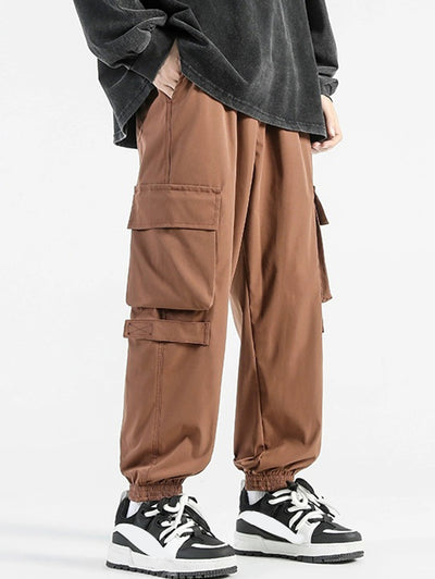 Men's Casual Streetwear Solid Color Drawstring Cargo Jogger Pants