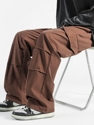 Men's Casual Streetwear Solid Color Ruched Drawstring Striaght Leg Cargo Pants Kosyway