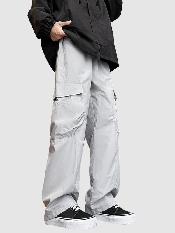 Men's Streetwear Daily Solid Color Multi-pocket Drawstring Tapered Cargo Pants